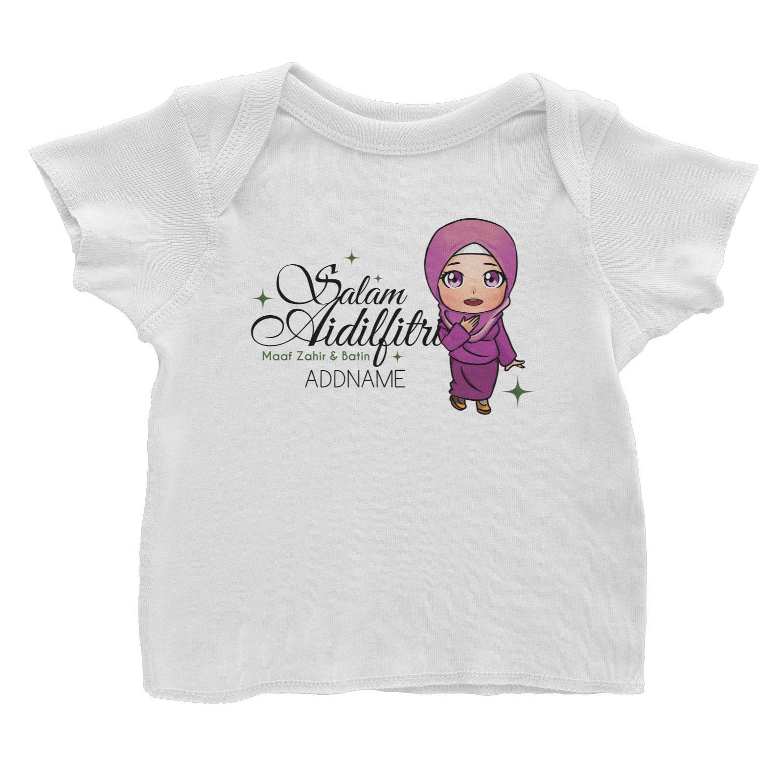 Raya Chibi Wishes Woman Addname Wishes Everyone Salam Aidilfitri Maaf Zahir & Batin Baby T-Shirt
