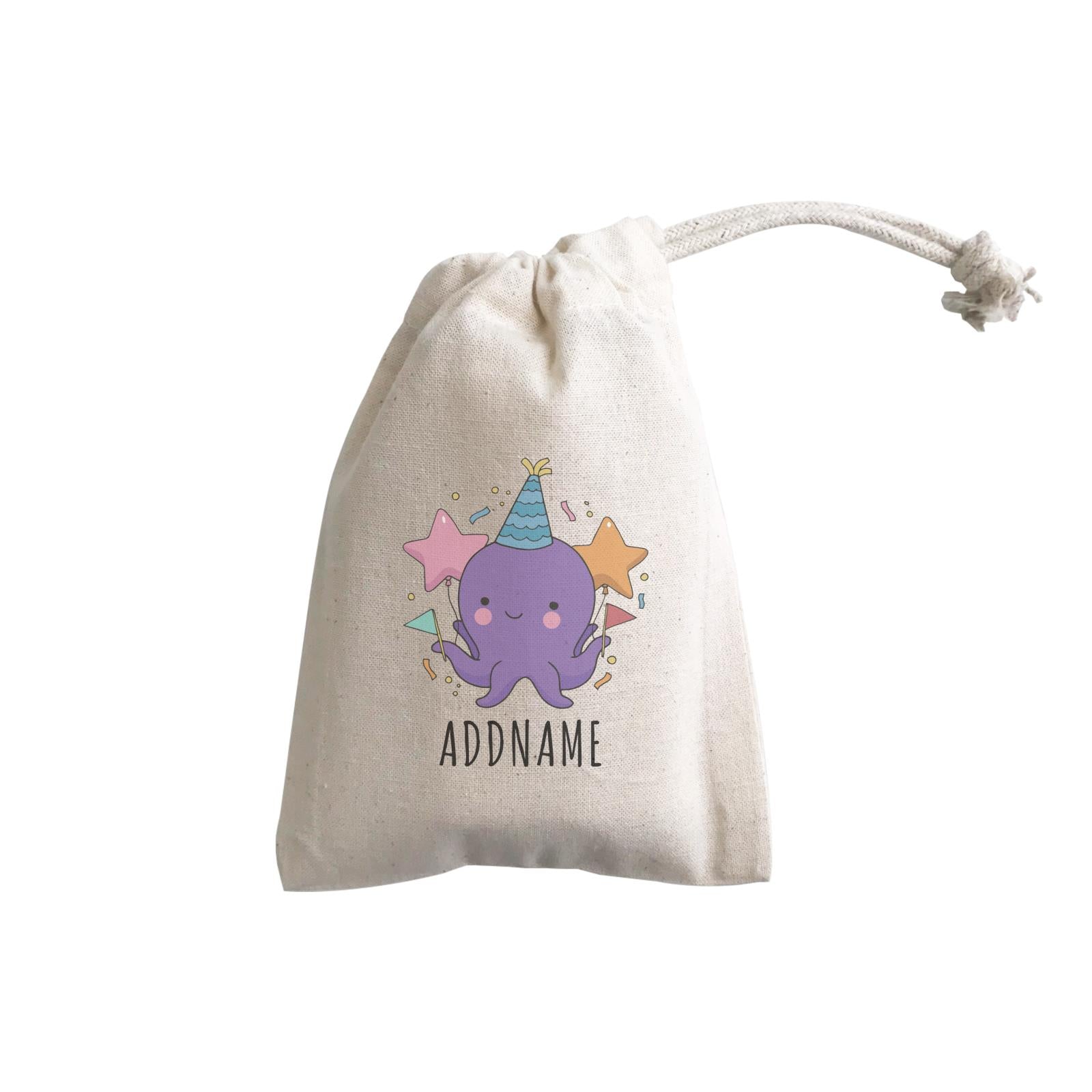 Birthday Sketch Animals Octopus with Flags Addname GP Gift Pouch