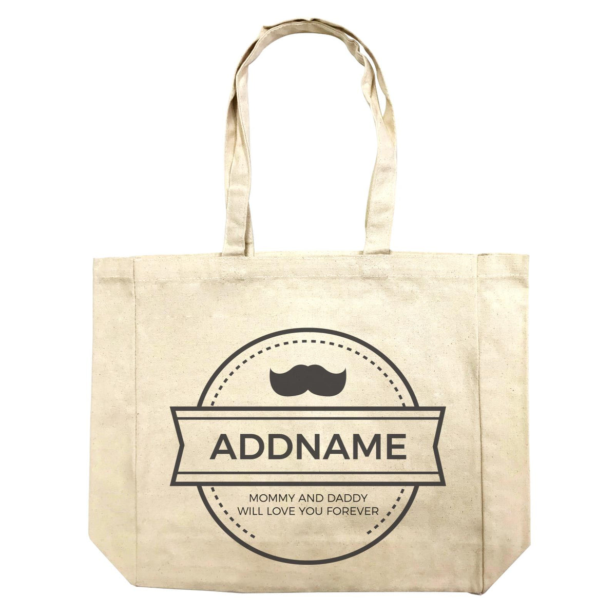 Moustache Emblem Personalizable with Name and Text Shopping Bag