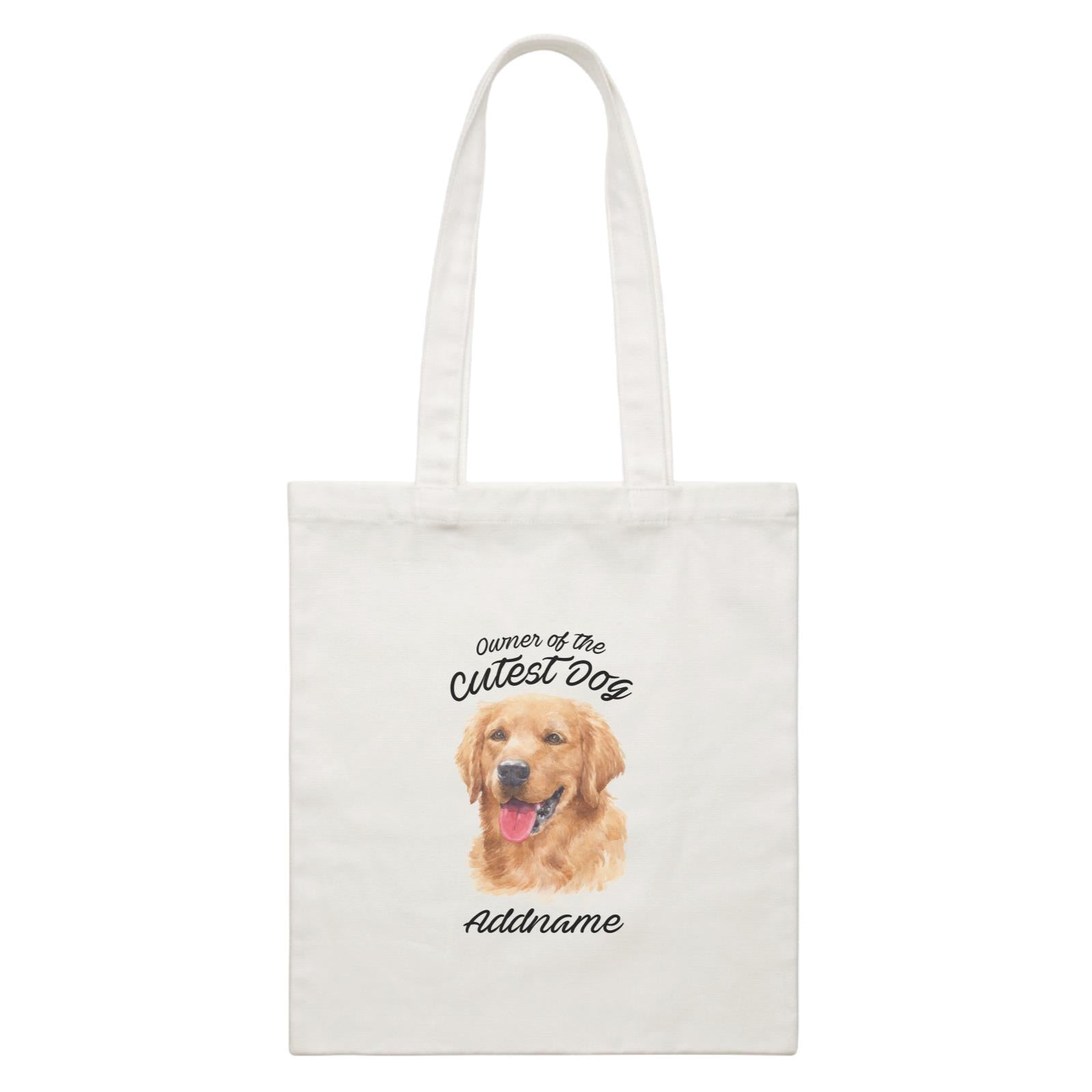 Watercolor Dog Owner Of The Cutest Dog Golden Retriever Addname White Canvas Bag