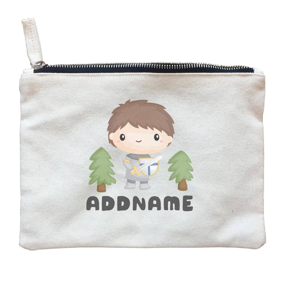 Birthday Royal Knight Boy Holding Sheild And Sword Addname Zipper Pouch