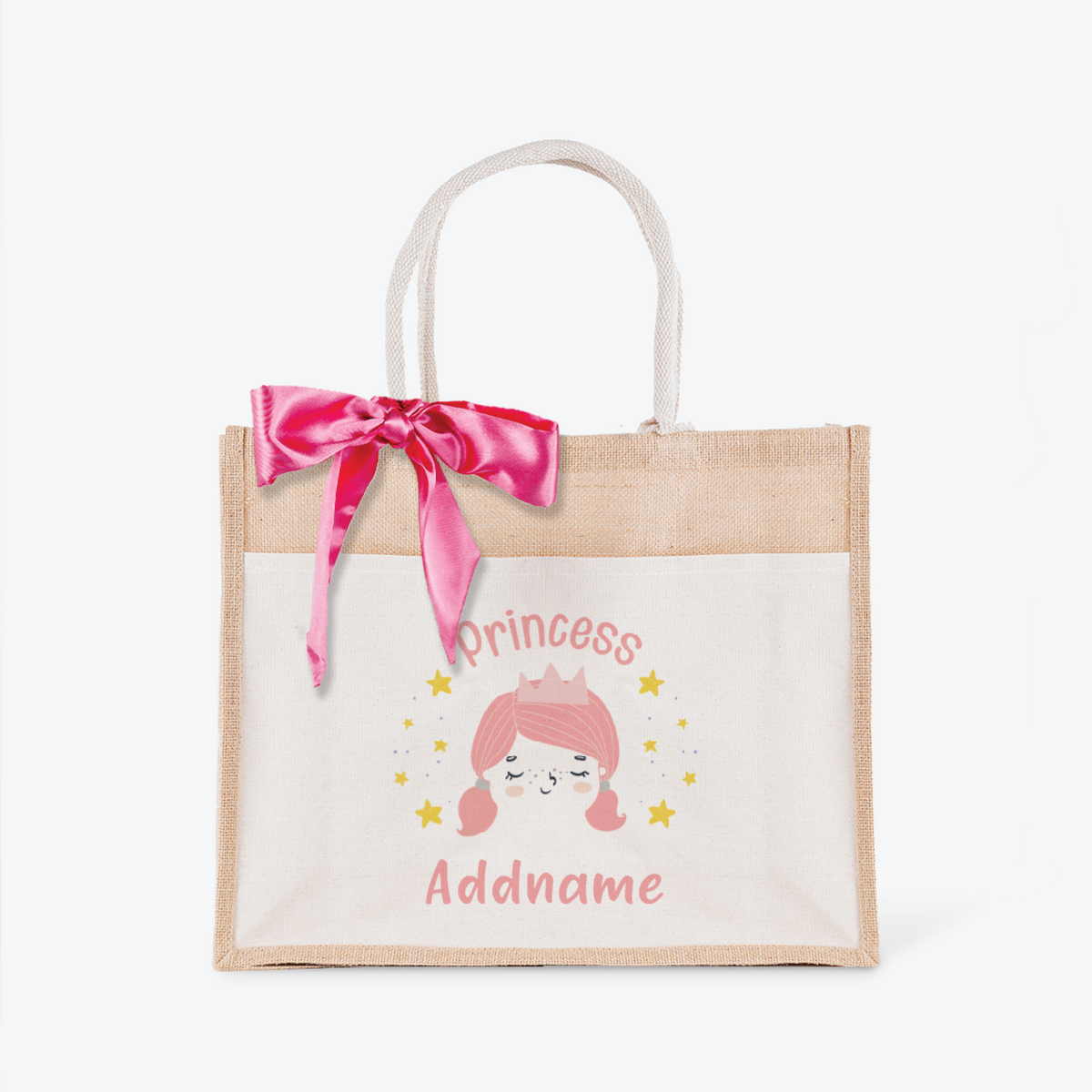 Princess Charming Jute Bag with Front Pocket