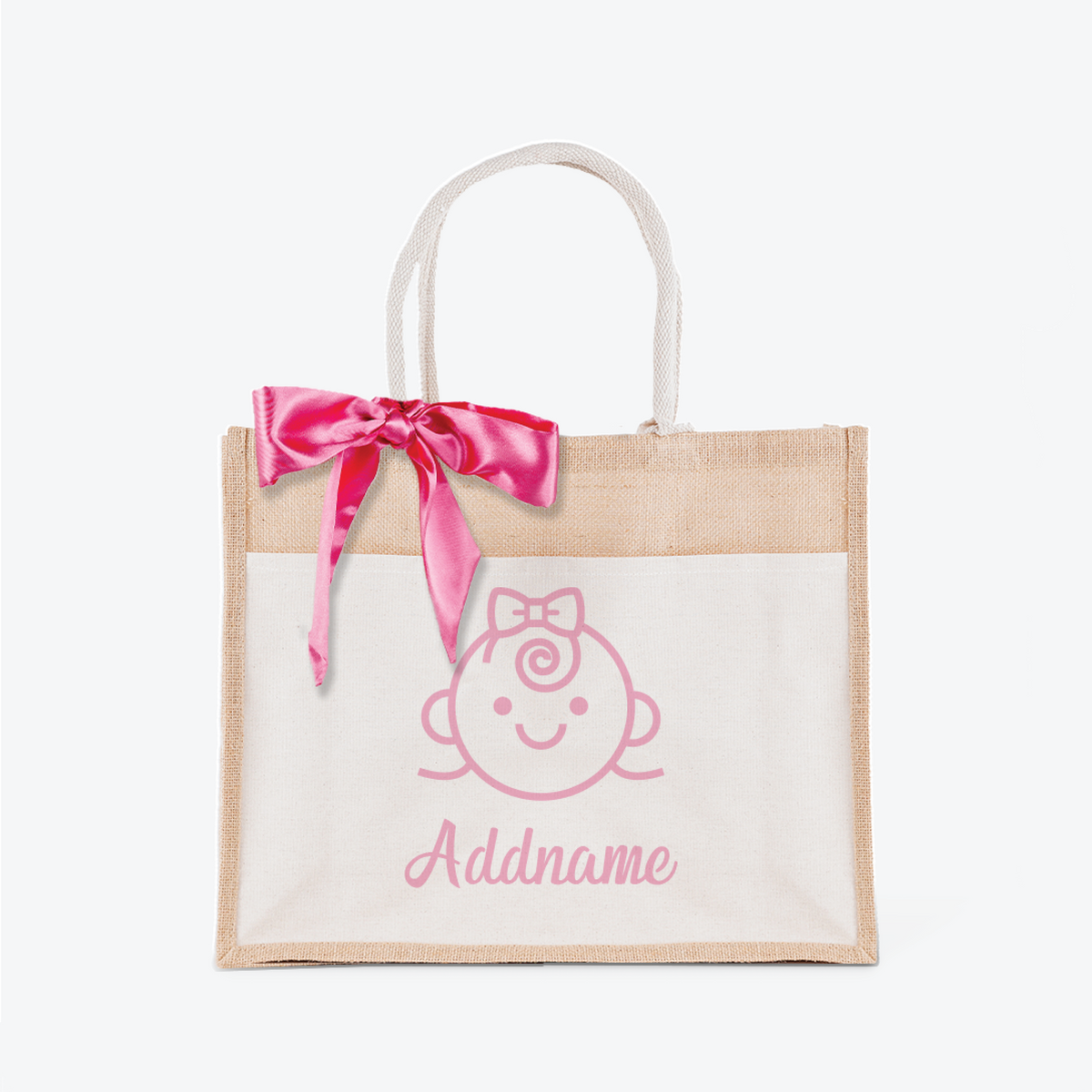 Dreamy Pink Jute Bag with Front Pocket