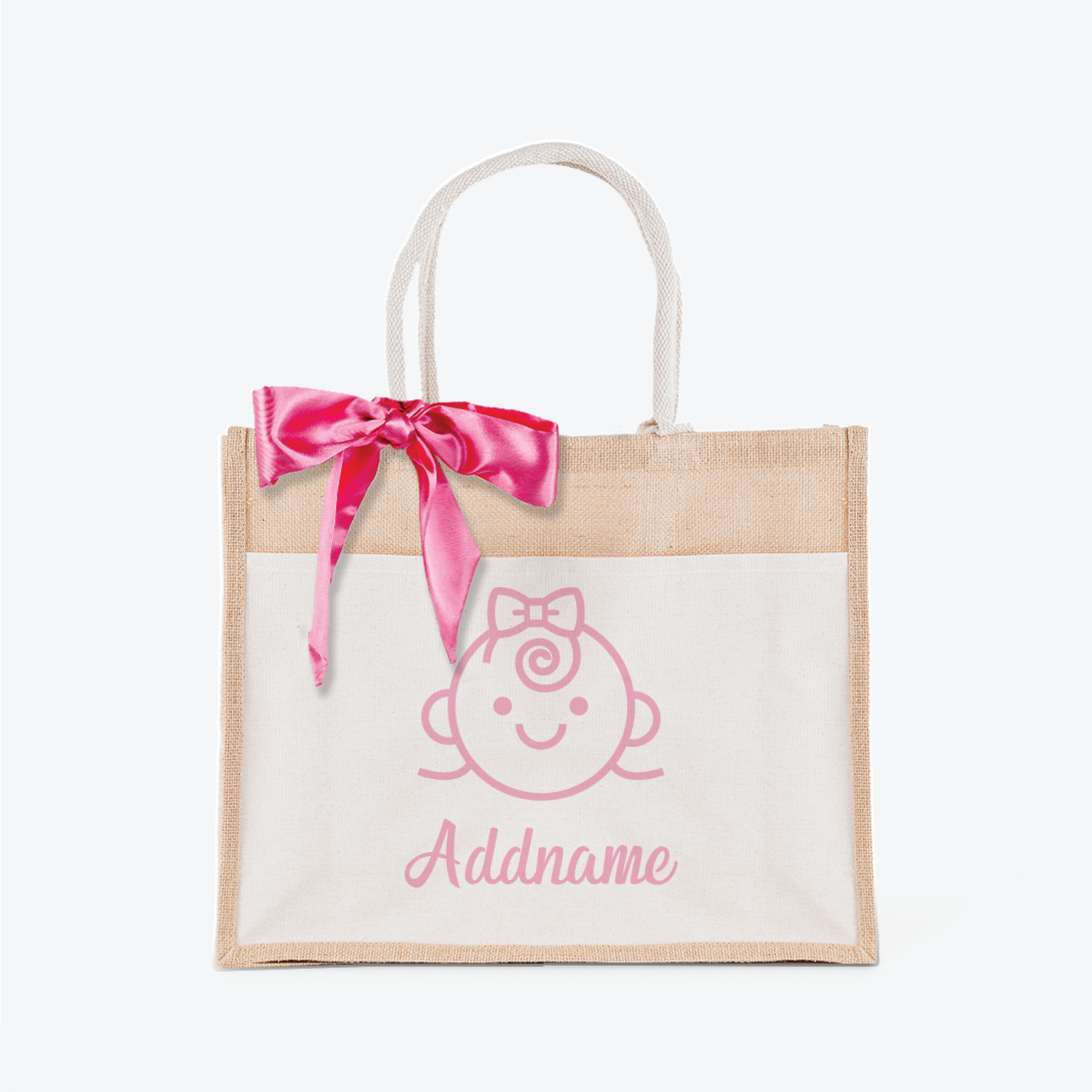 Dreamy Pink Jute Bag with Front Pocket