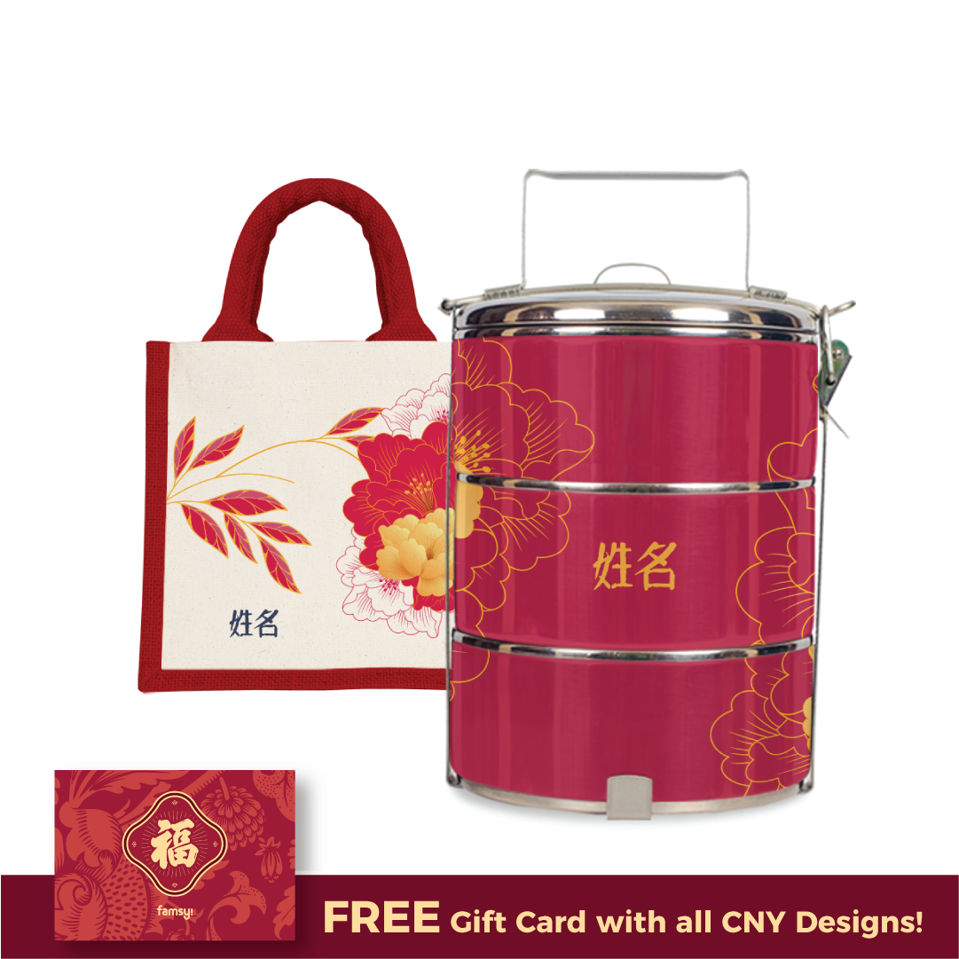 Unbounded Happiness Series - Red Half Lining Lunch Bag and Tiffin Carrier