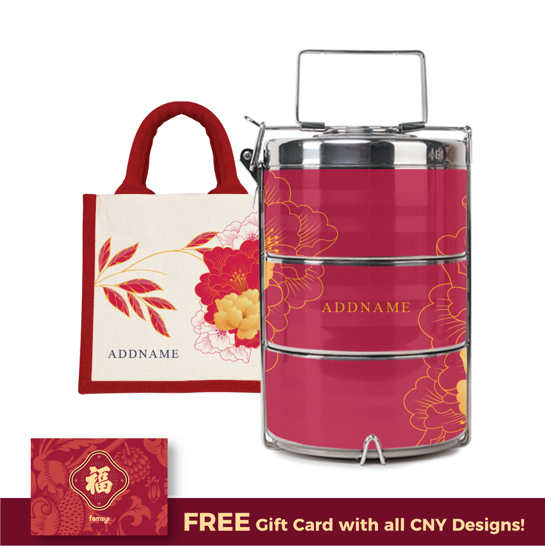 Unbounded Happiness Series - Red Half Lining Lunch Bag and Tiffin Carrier