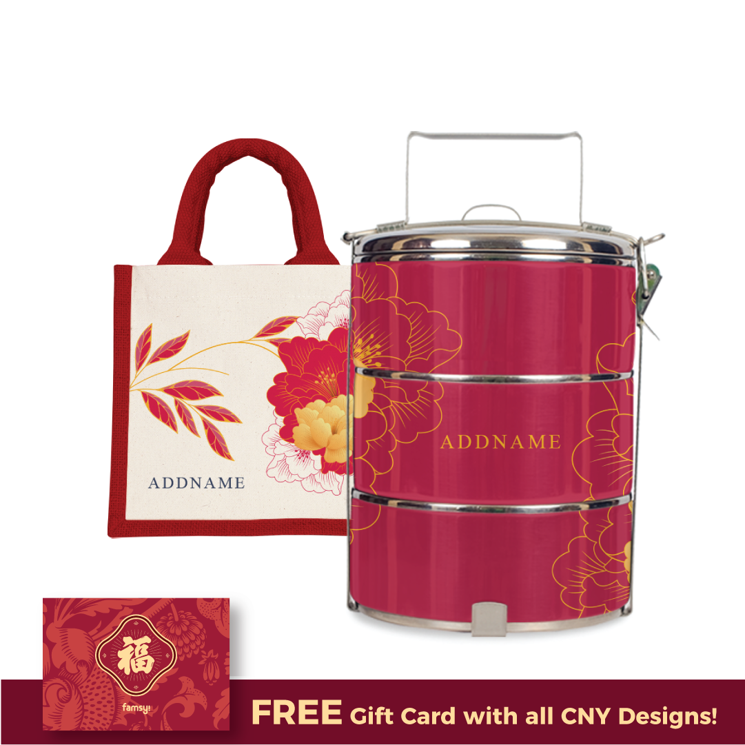 Unbounded Happiness Series - Red Half Lining Lunch Bag and Tiffin Carrier