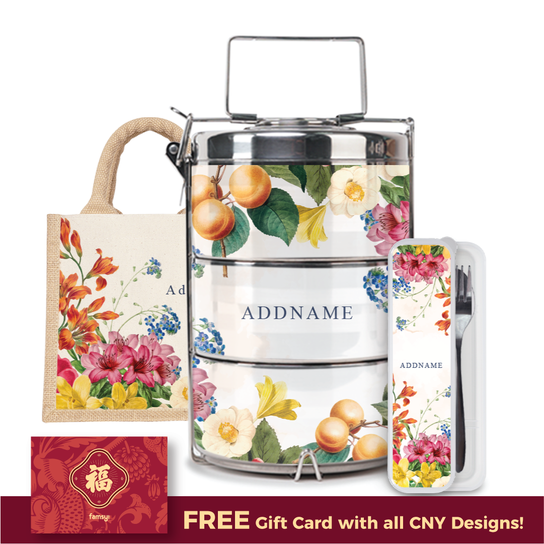 HP CNY &#39;22 Redemption - Countless Blessings Series Half Lining Lunch Bag, Tiffin Carrier and Cutlery Set