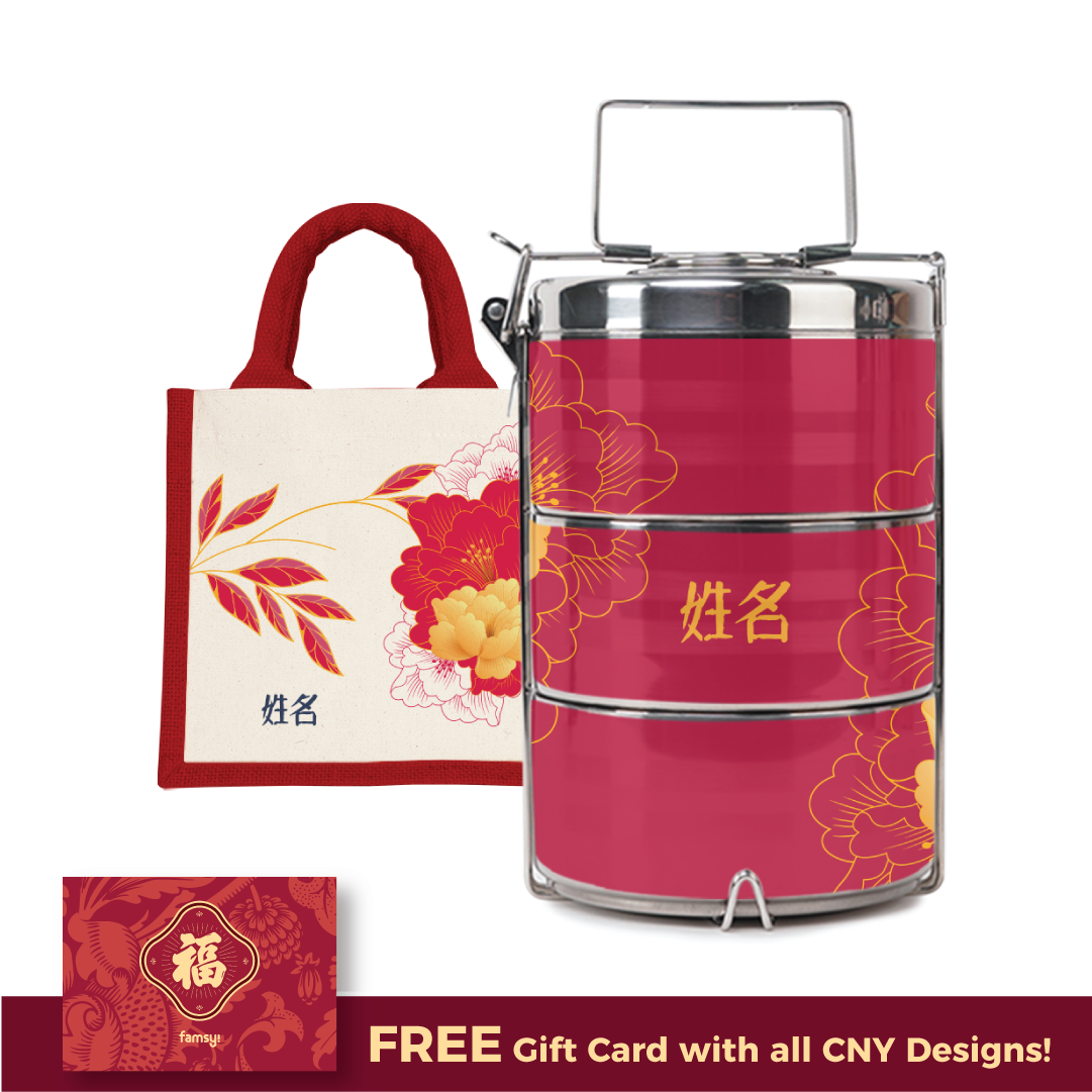 Unbounded Happiness Series - Red Half Lining Lunch Bag and Tiffin Carrier