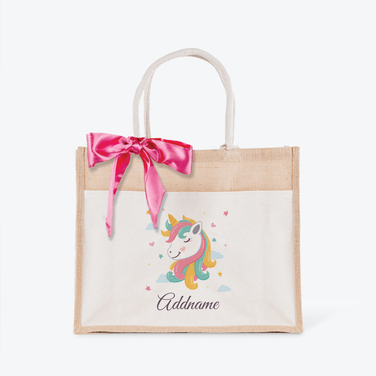 Unicorn Jute Bag with Front Pocket