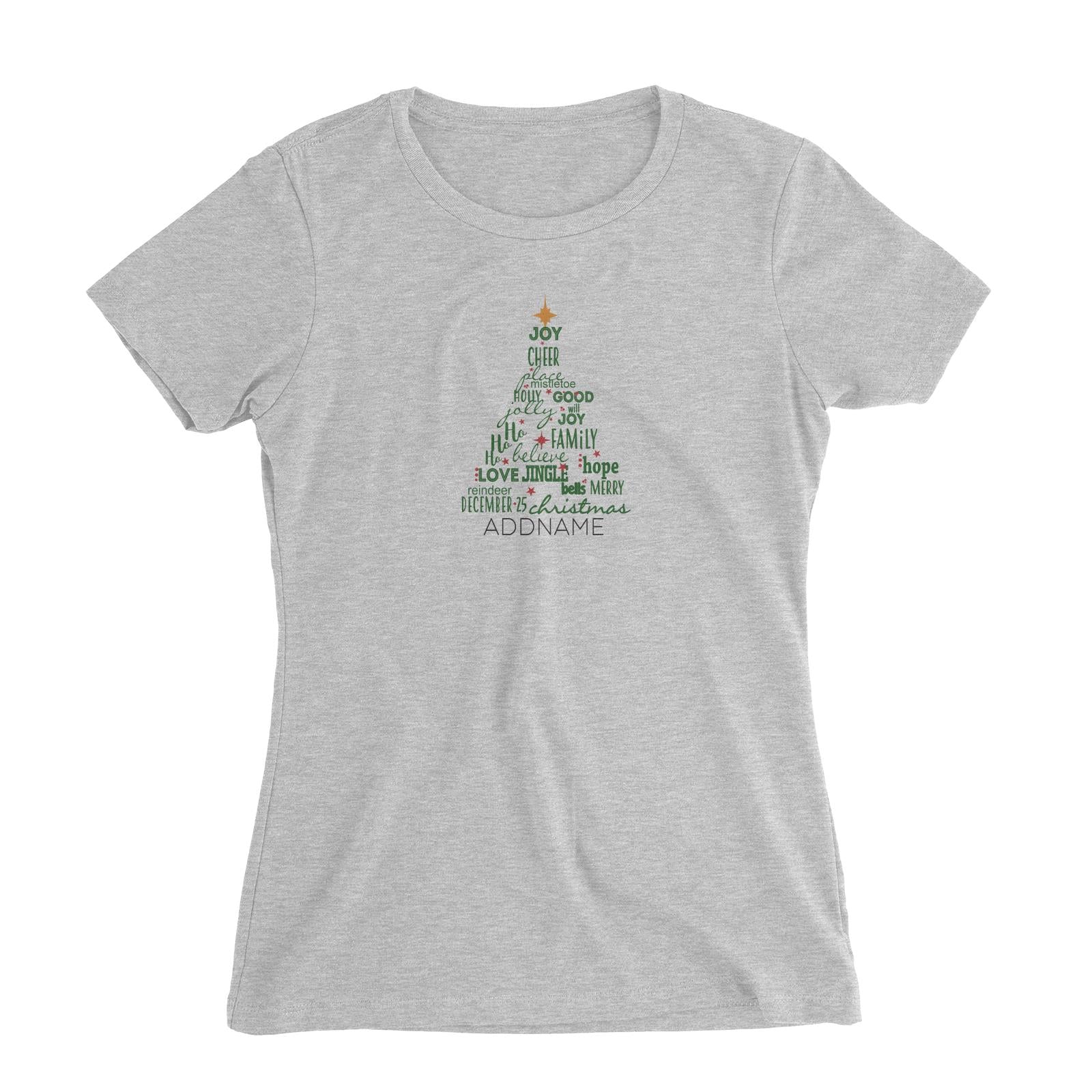 Xmas Christmas Tree with Blessings Words Women's Slim Fit T-Shirt