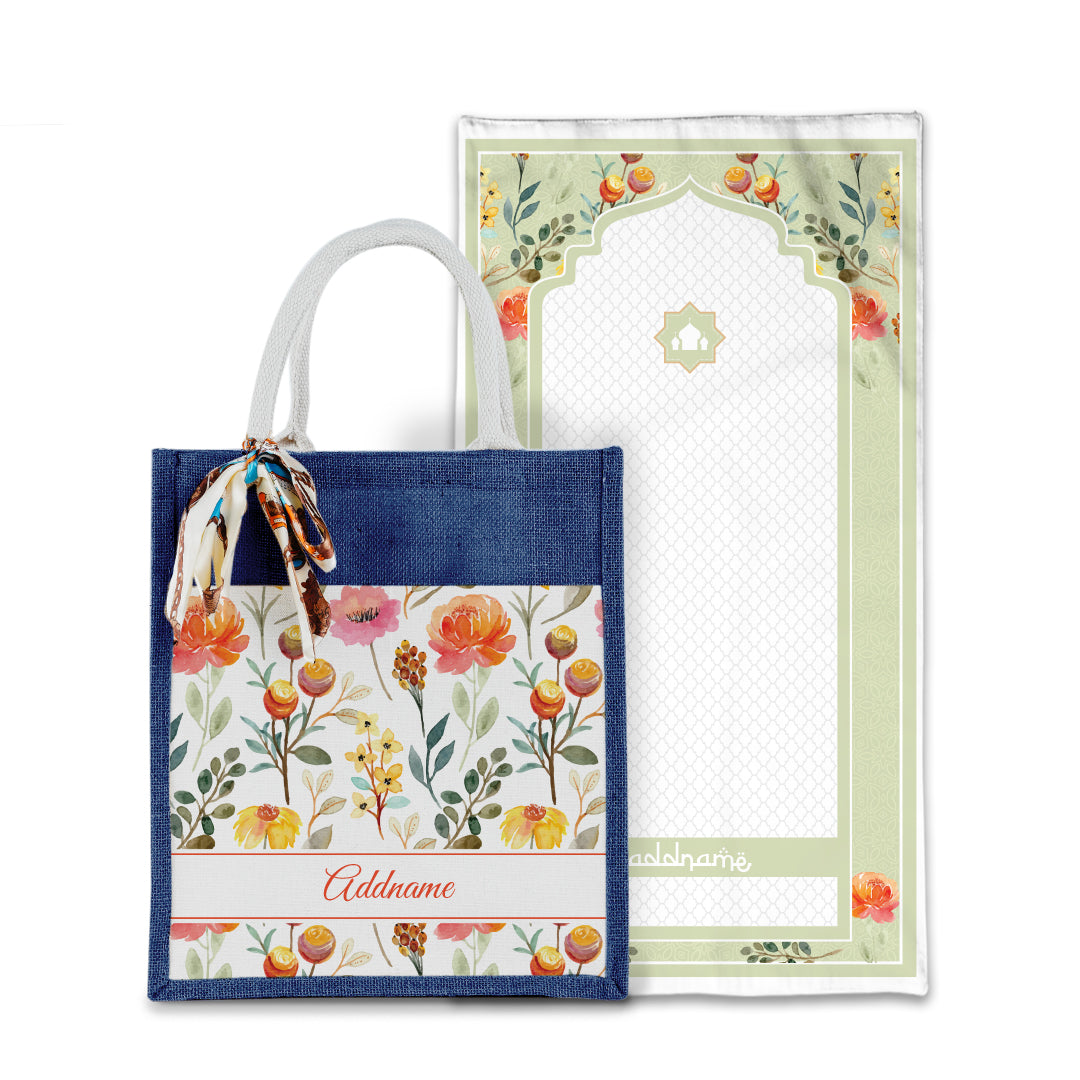 Laura Carnelian Sejadah with Matching Colourful Jute Bag