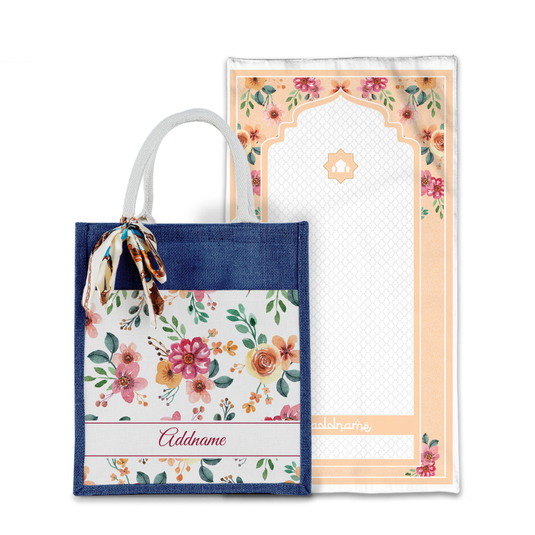 Laura Garnet Sejadah with Matching Colourful Jute Bag