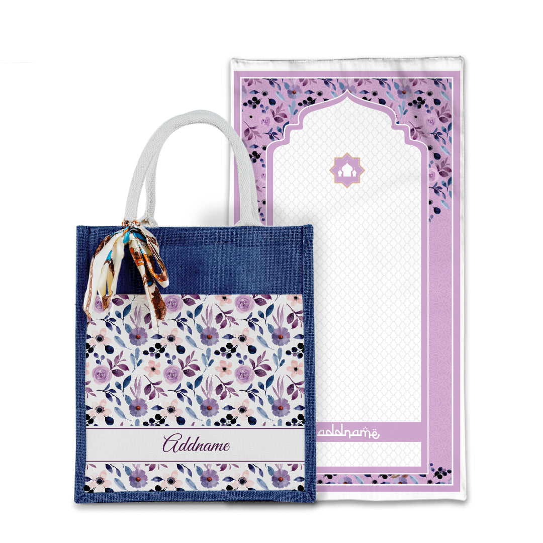 Laura Violet Sejadah with Matching Colourful Jute Bag