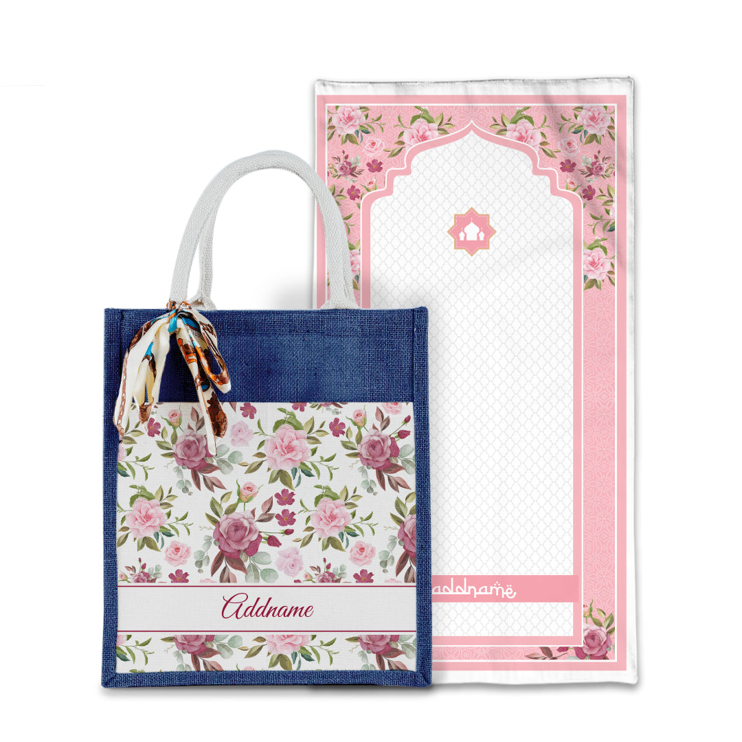 Laura Ruby Sejadah with Matching Colourful Jute Bag