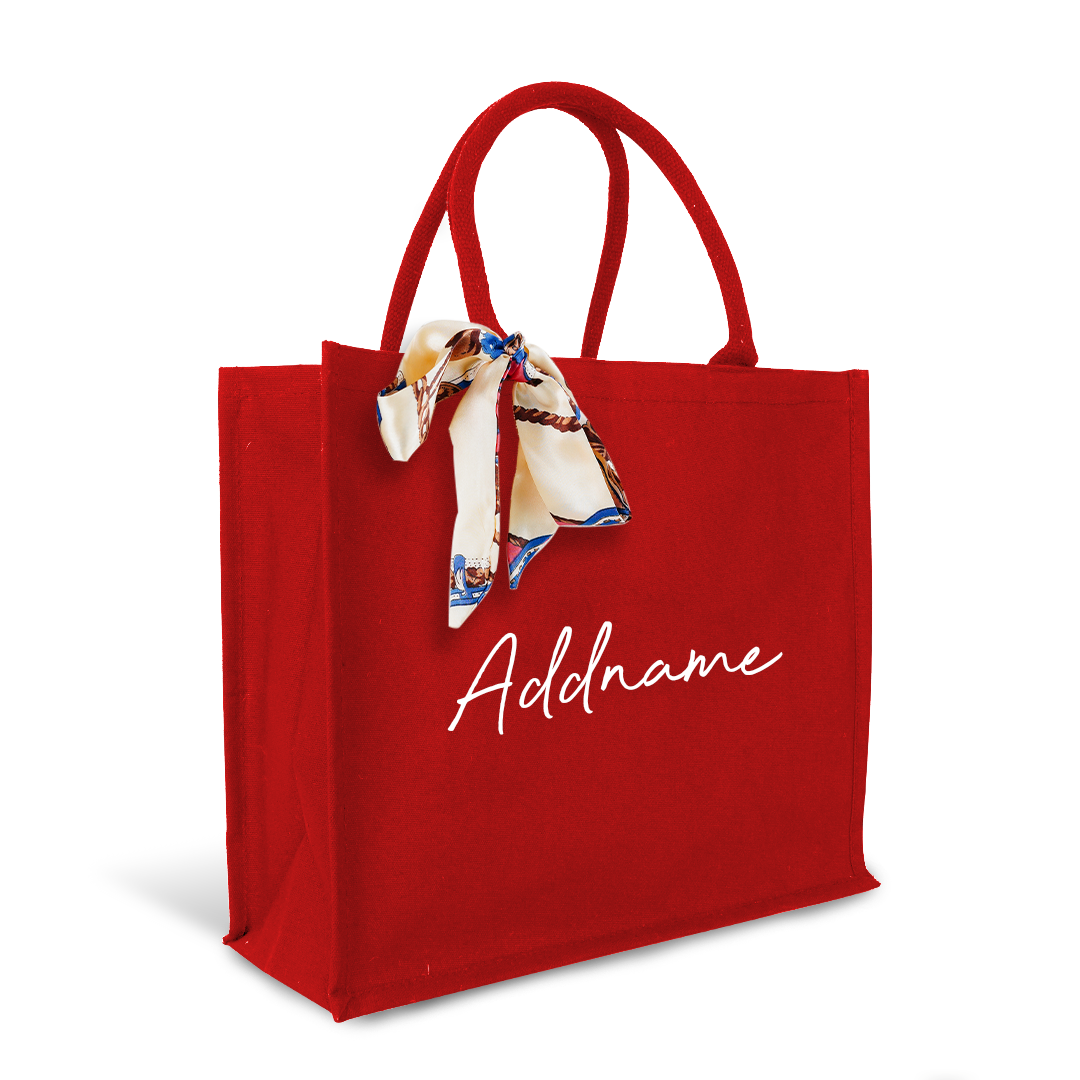 Alyssa Series Canvas Bag White Font - Red Large