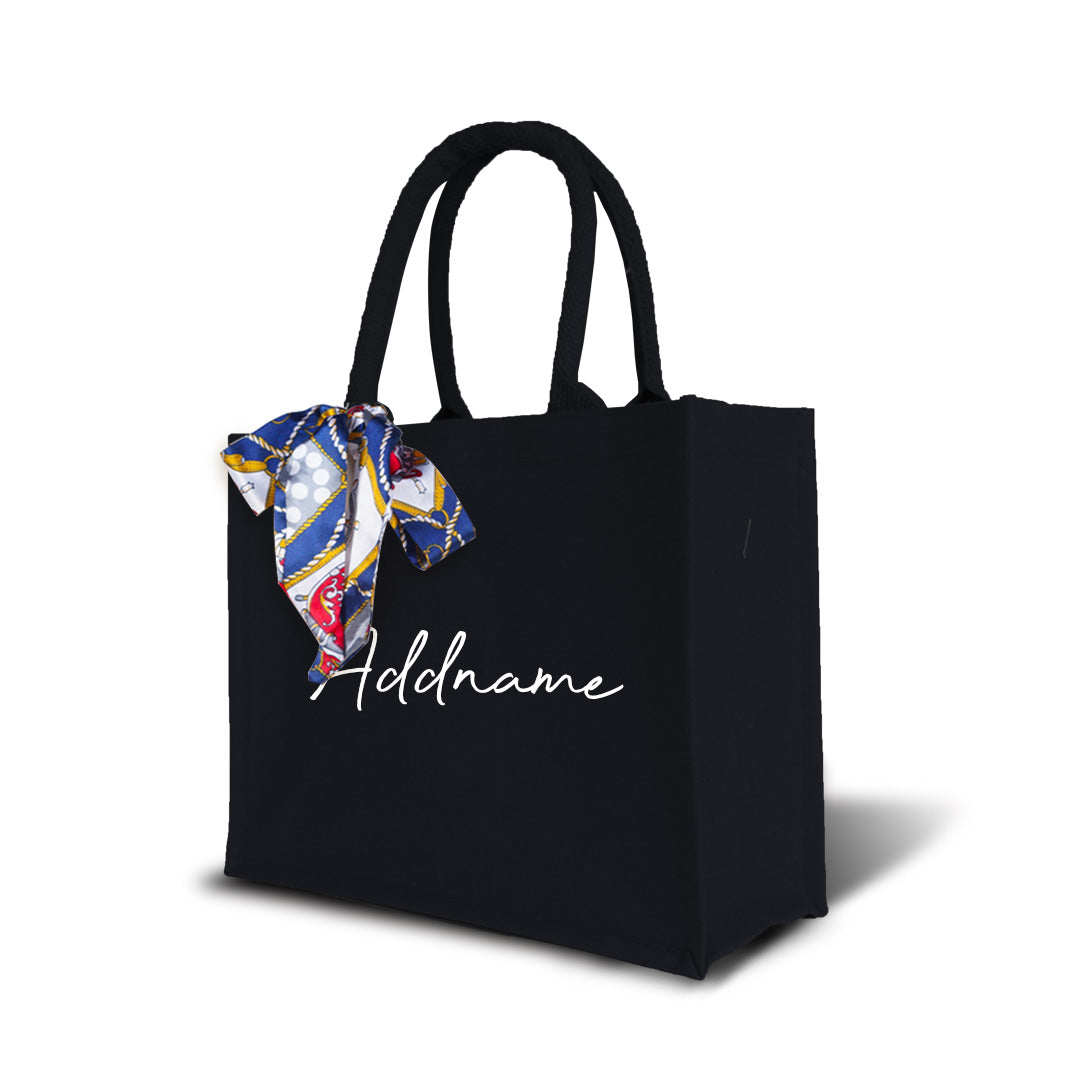 Alyssa Series Small Full Colour Canvas Bags White Font - Black Small