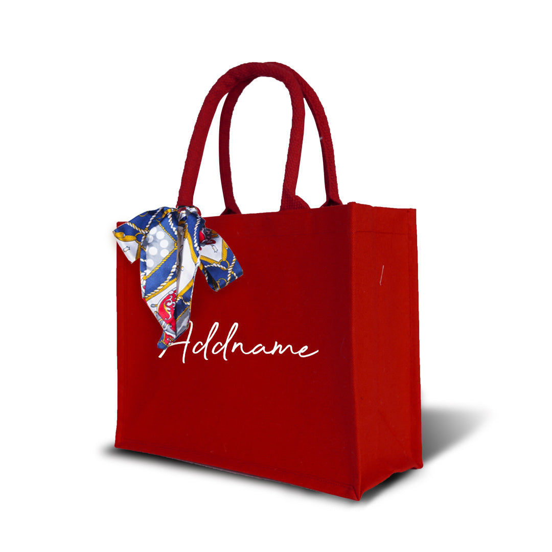 Alyssa Series Small Full Colour Canvas Bags White Font - Red Small