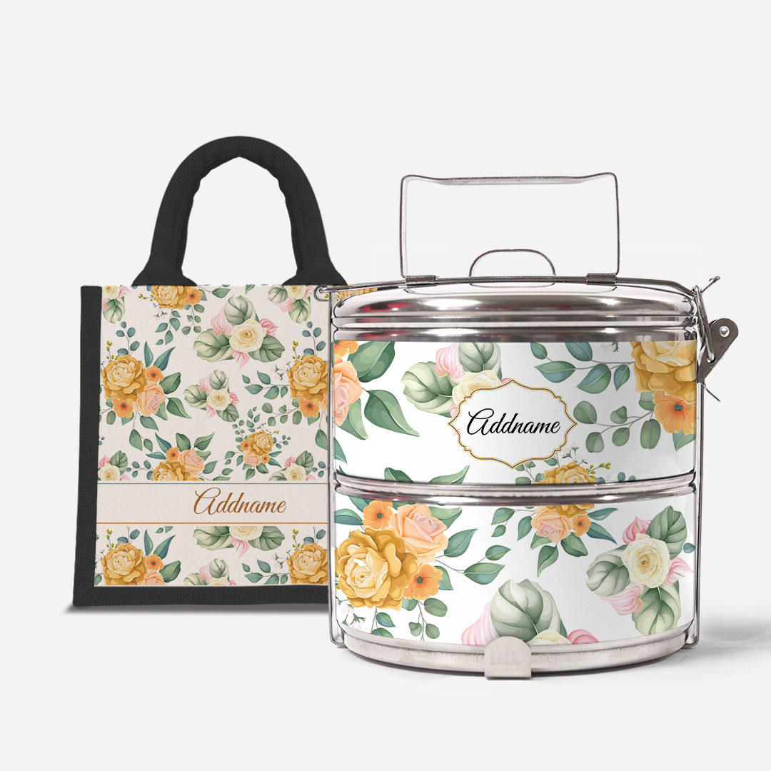 Laura Series - Honey - Lunch Tote Bag with Two-Tier Tiffin Carrier