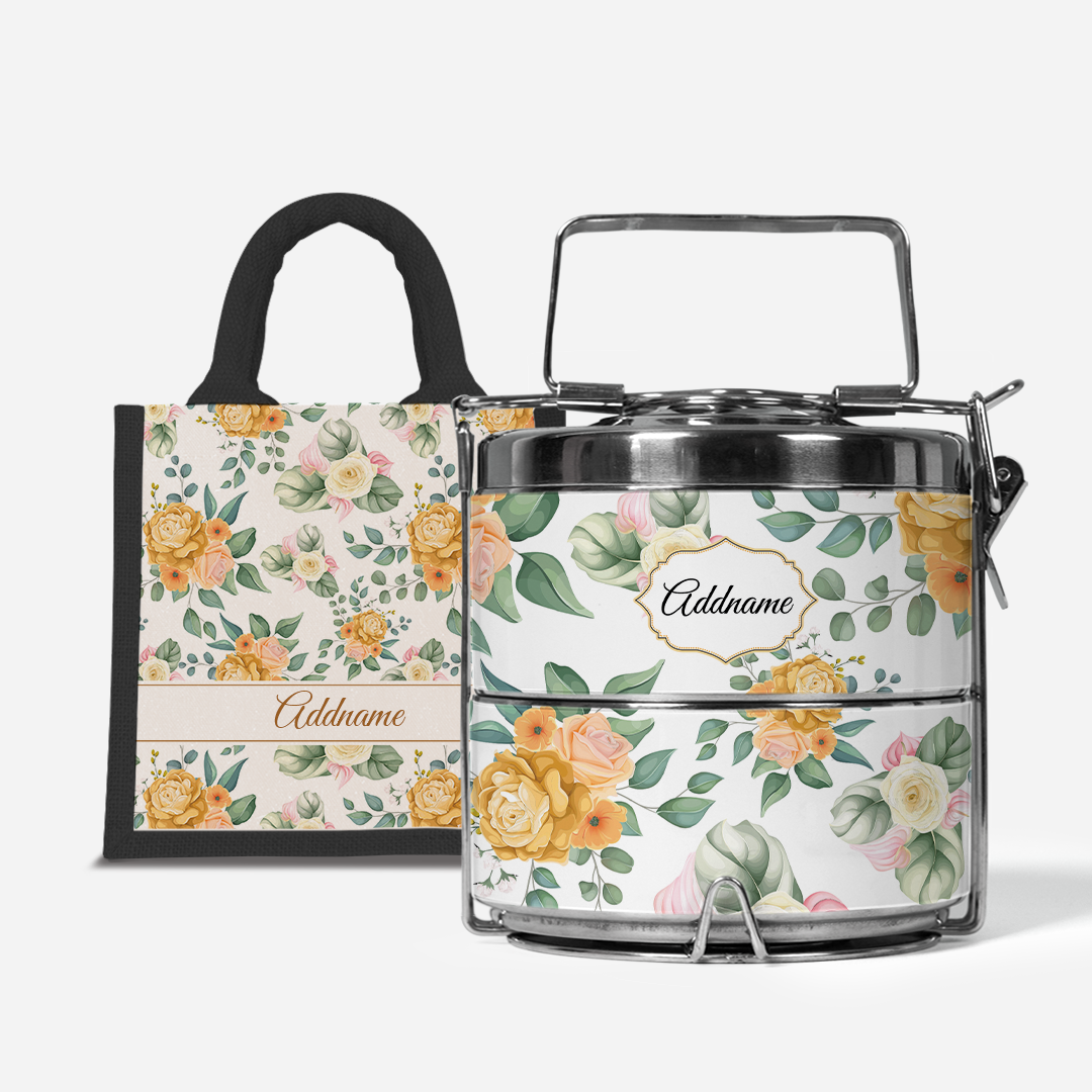 Laura Series - Honey - Lunch Tote Bag with Two-Tier Tiffin Carrier