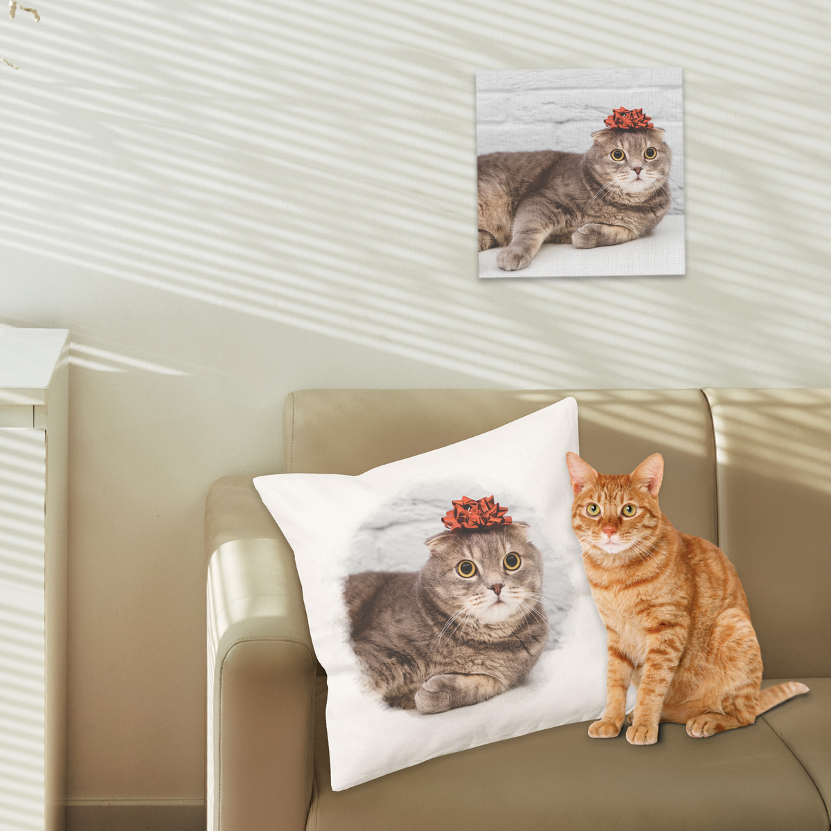 Customize Your Pet&#39;s Home Bundle Pillow And Canvas Photo Tiles