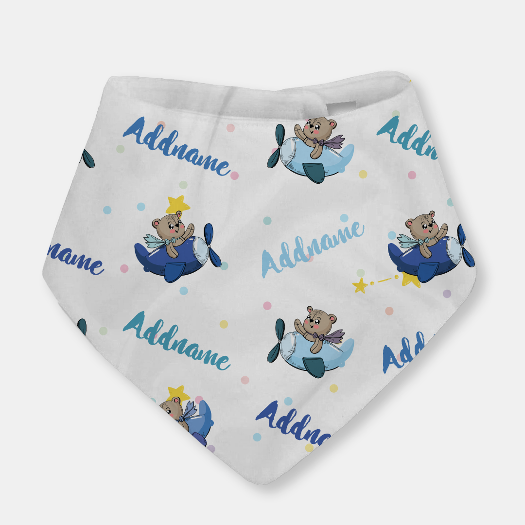 Cute Bear Pilot Boy Baby Bib