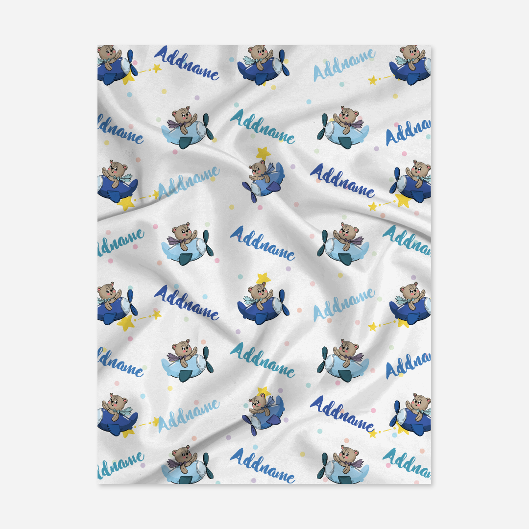 Cute Bear Pilot Boy Baby Blanket