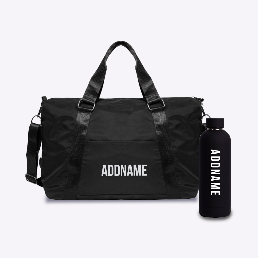 Duffle Bag with Mizu Thermo Water Bottle - Black