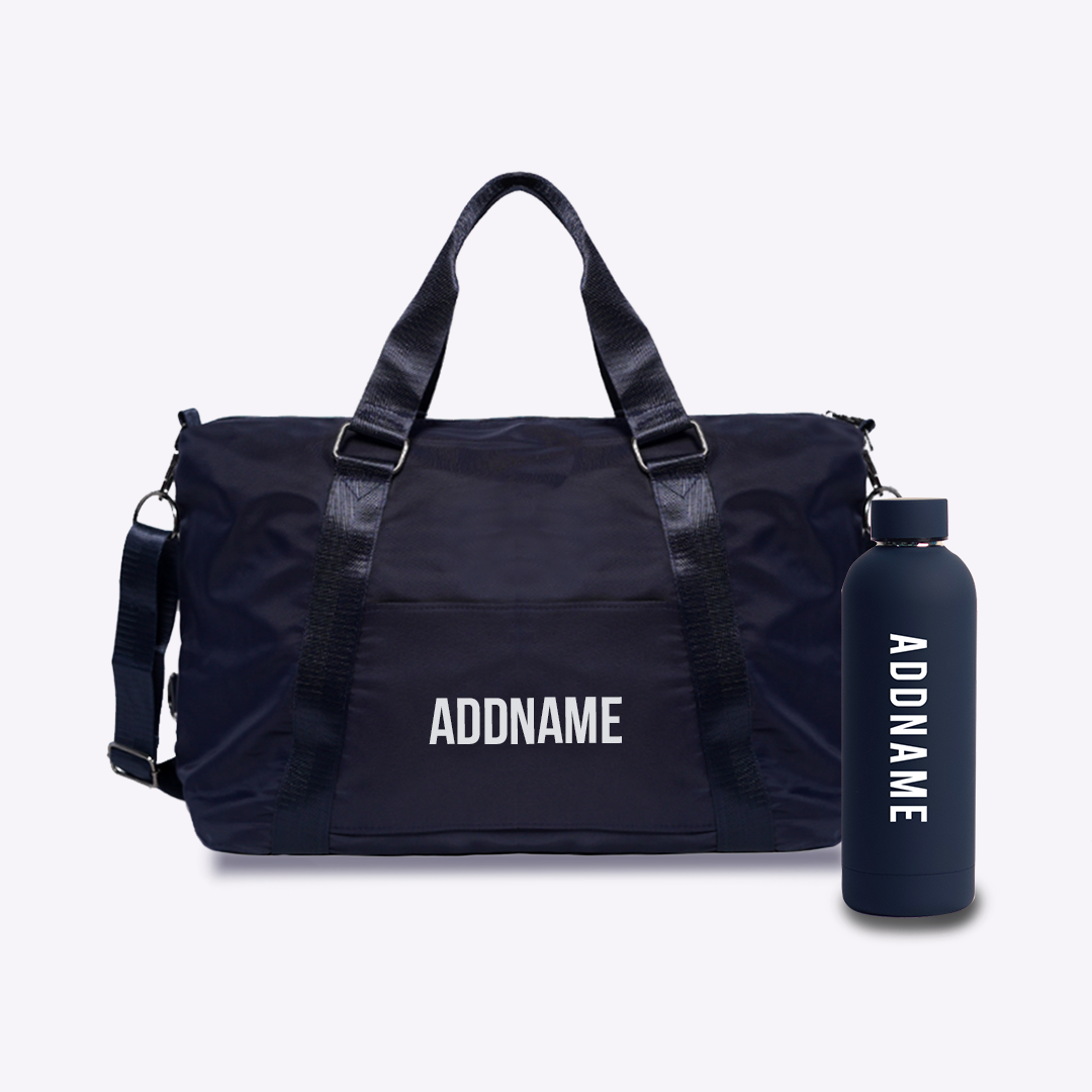 Duffle Bag with Mizu Thermo Water Bottle - Navy Blue