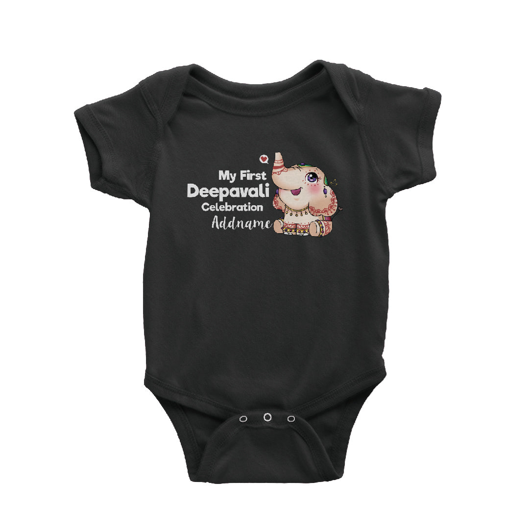 Deepavali Cute Decorative Ganesha My First Deepavali Celebration Addname Baby Romper