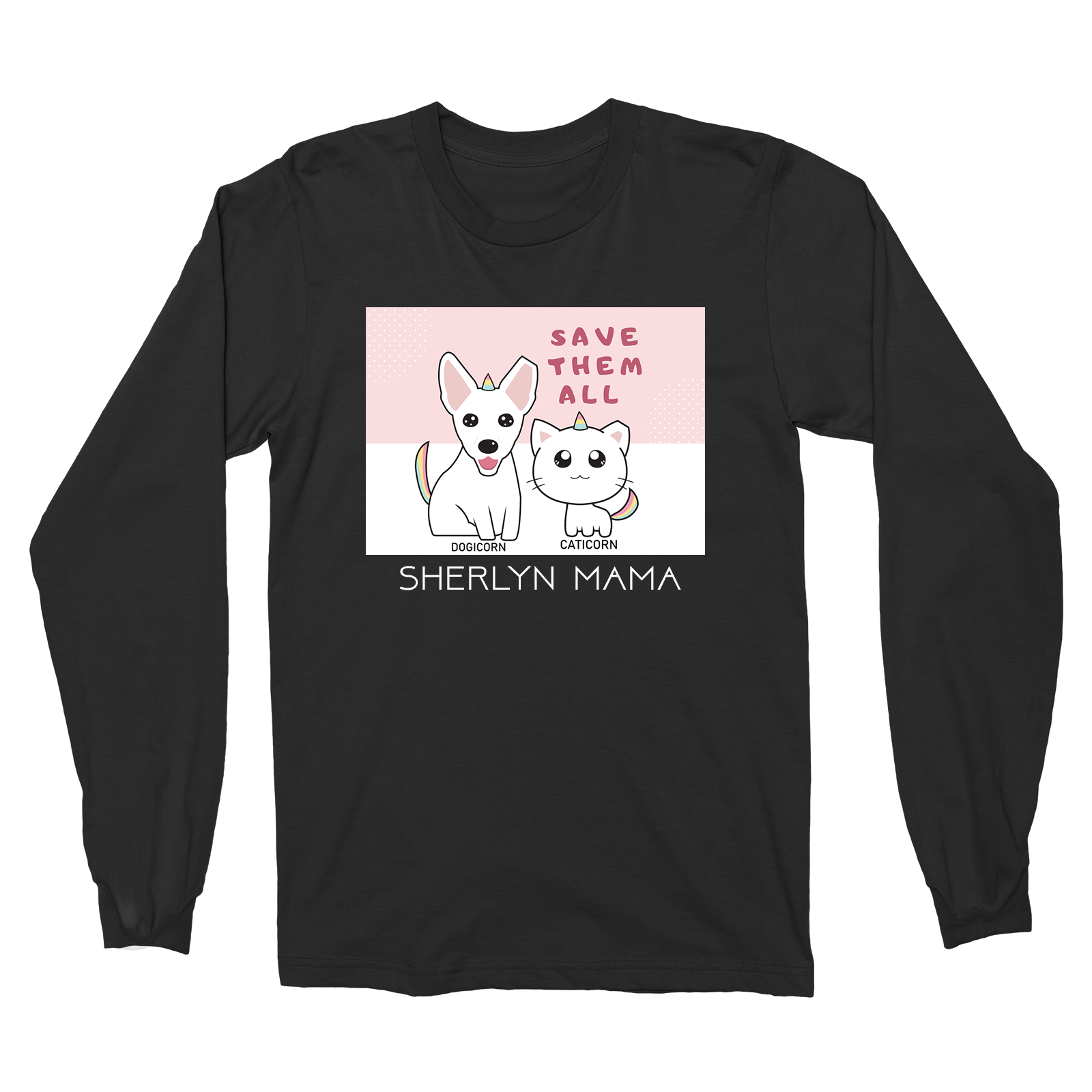 Sherlyn Mama Cute Mix Dogicorn and Caticorn Accessories Long Sleeve Unisex T-Shirt