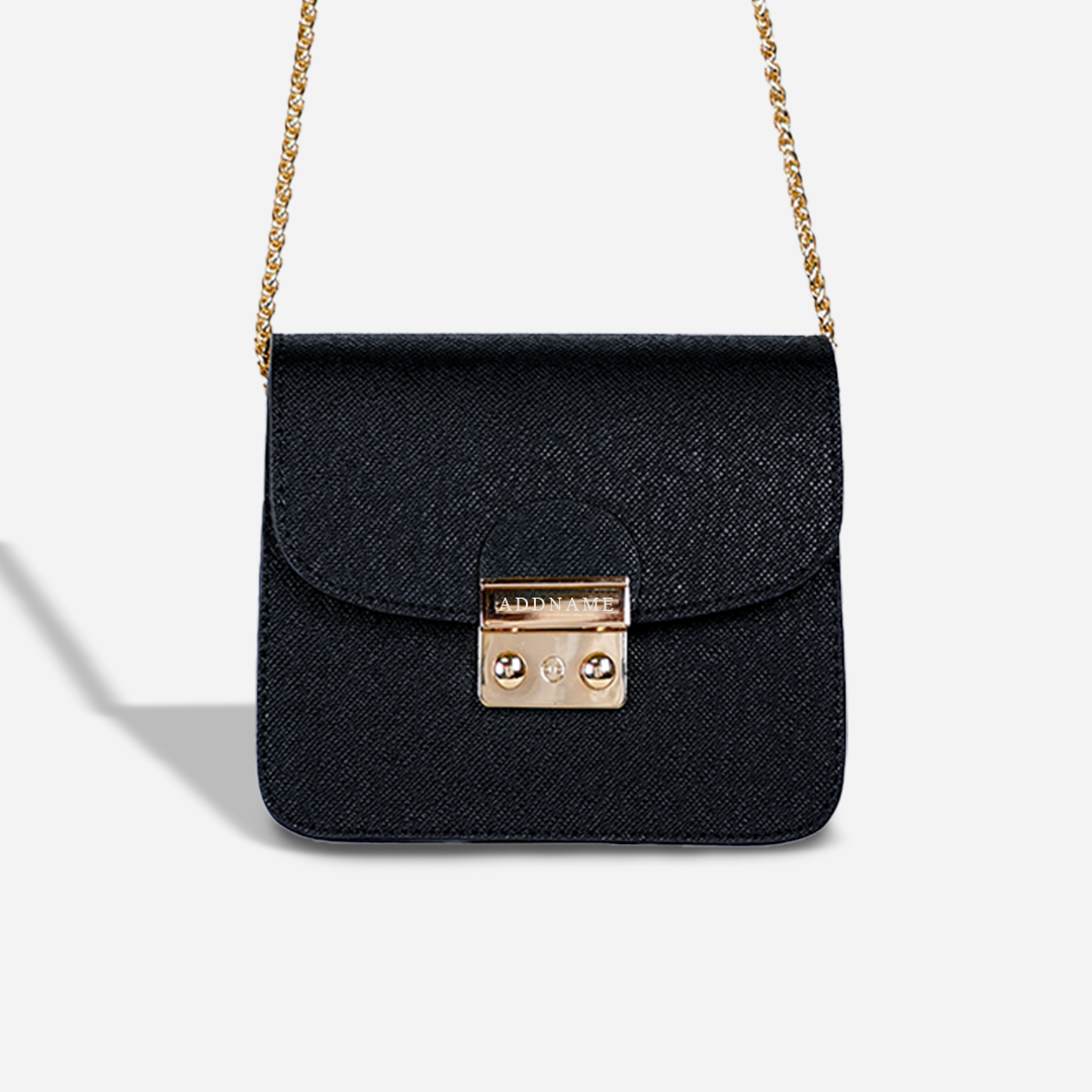 Black chain sling shop bag