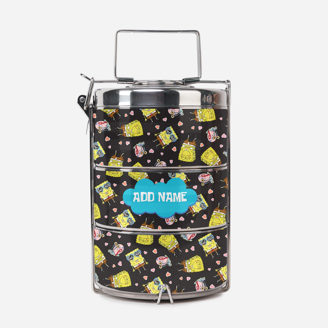 SpongeBob - Get Happy Pattern Personalized Tiffin Carrier