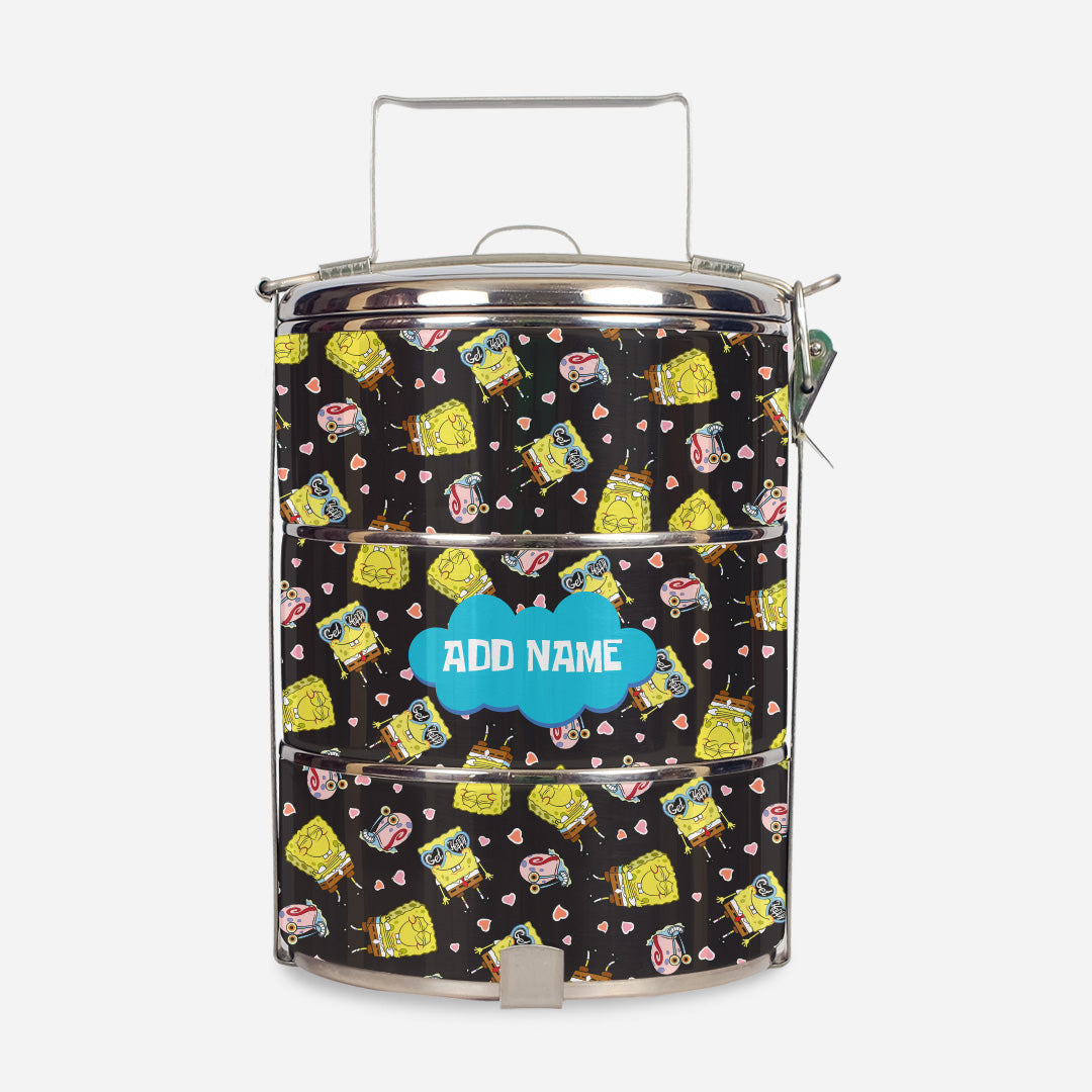 SpongeBob - Get Happy Pattern Personalized Tiffin Carrier
