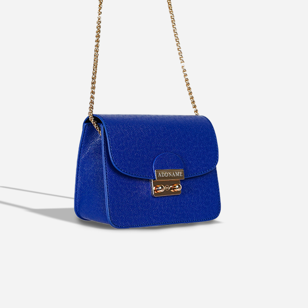 Kelly Chain Sling Bag with Personalisation - Royal Blue