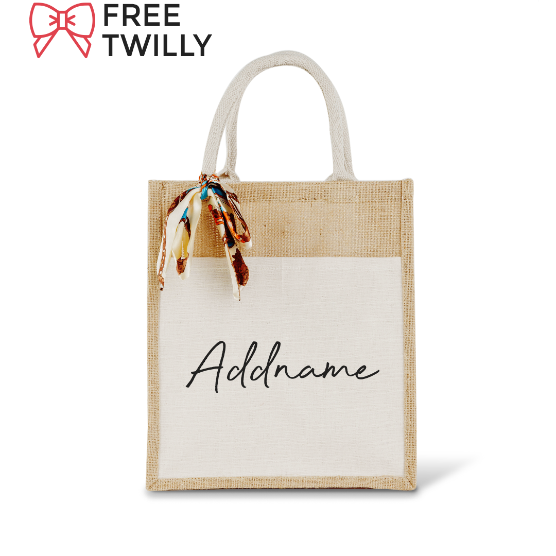 Colourful Jute Bag with Front Pocket