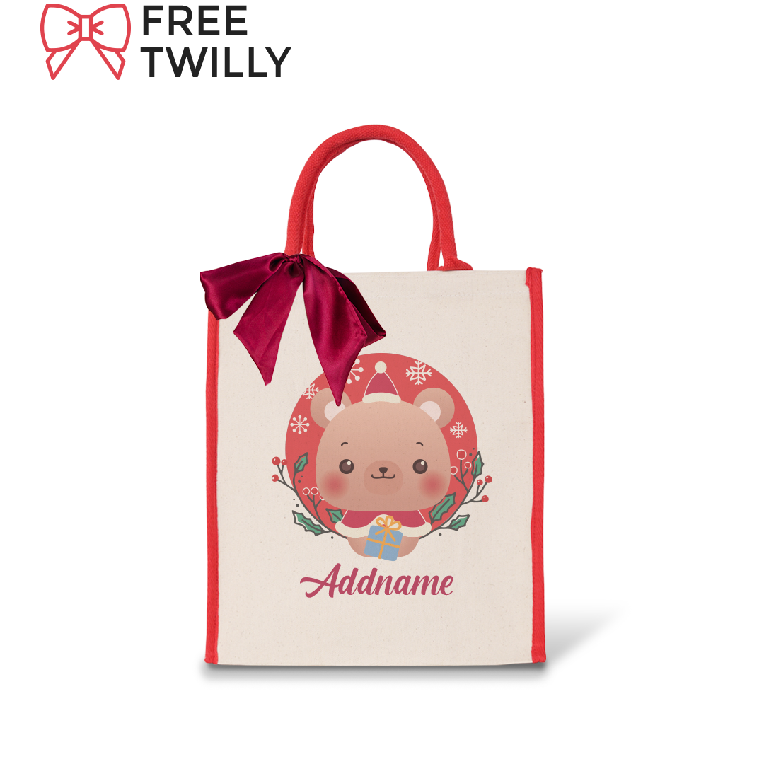 Christmas Cute Animal Series - Red Colour Lining Canvas Bag (Livestream)
