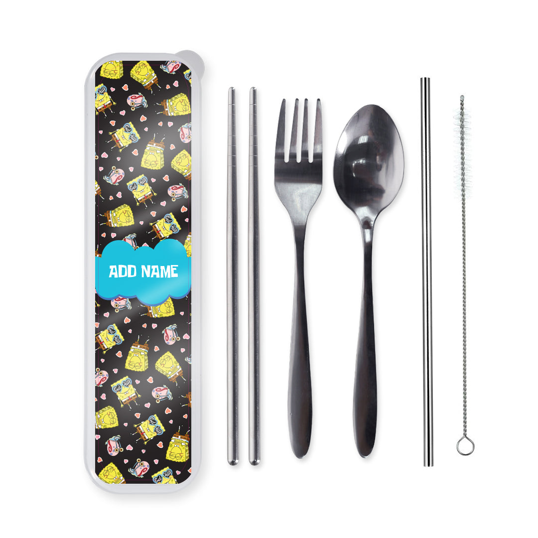 SpongeBob - Get Happy Pattern Personalized Pattern Cutlery Set