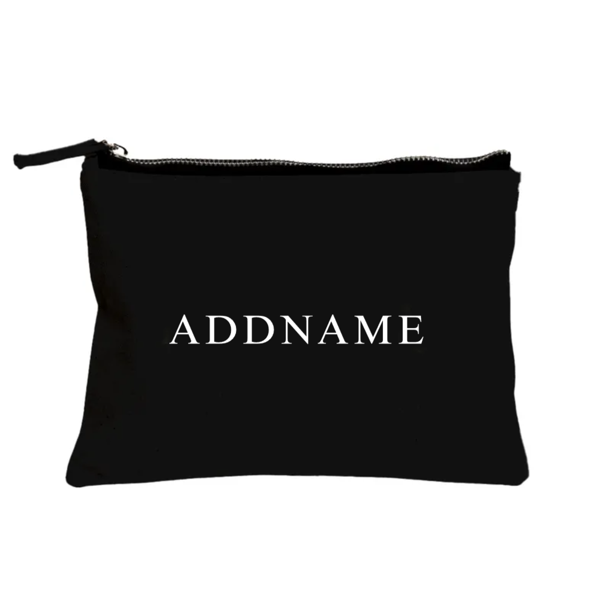 Personalised Black Zipper Pouch - White