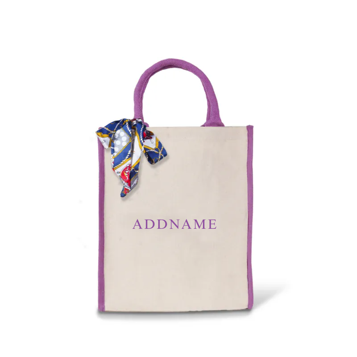Personalised Colour Lining Canvas Bag - Purple