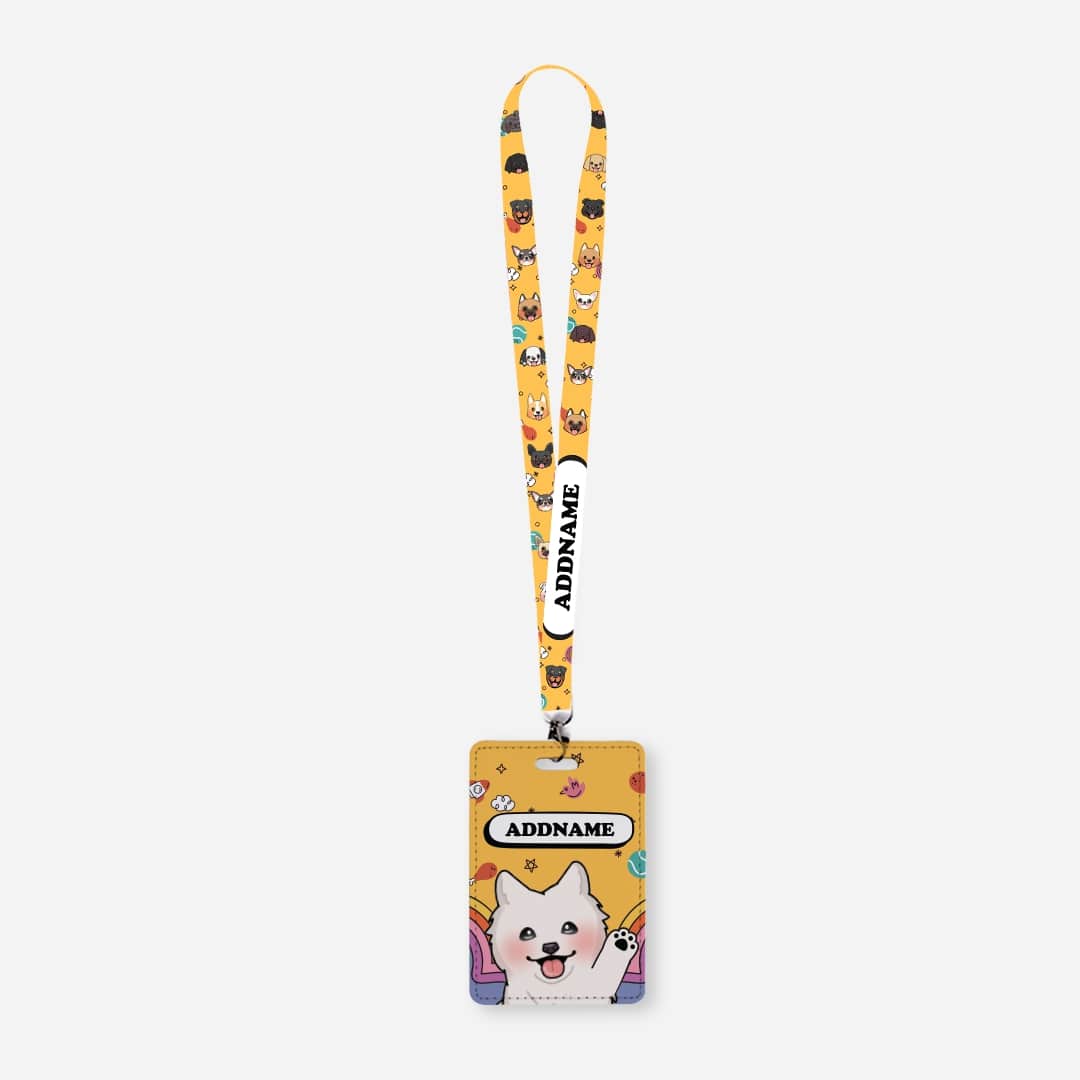 Paw Print Series Lanyard with Cardholder - Samoyed