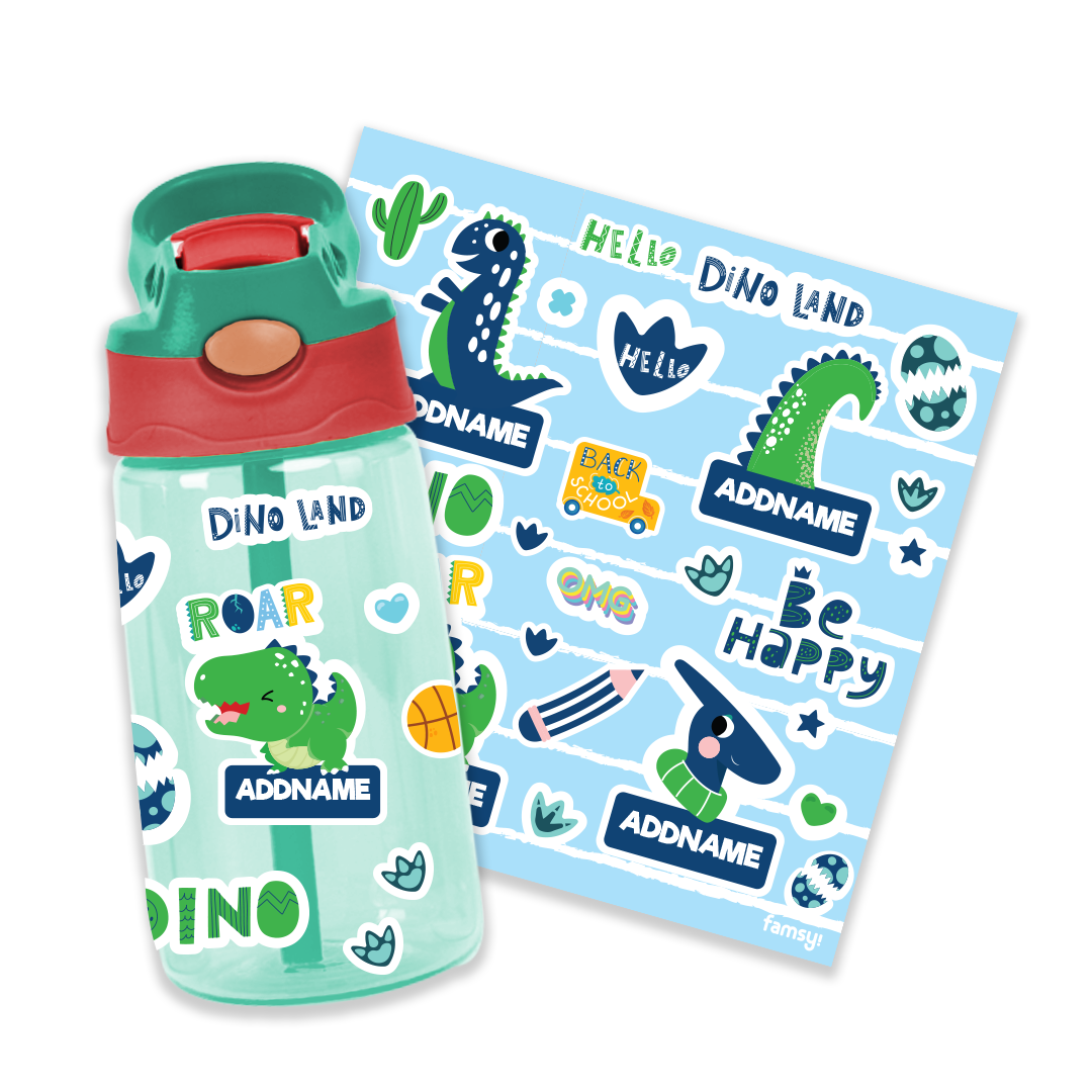 Cute Dino Emerald Green Kiddies Bottle