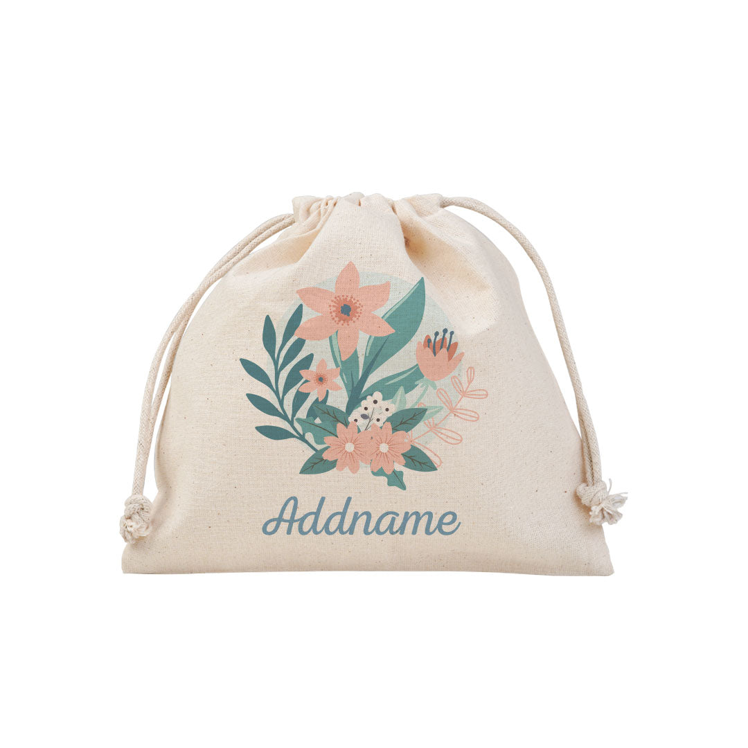 Floral Design With Turquoise Addname Satchel