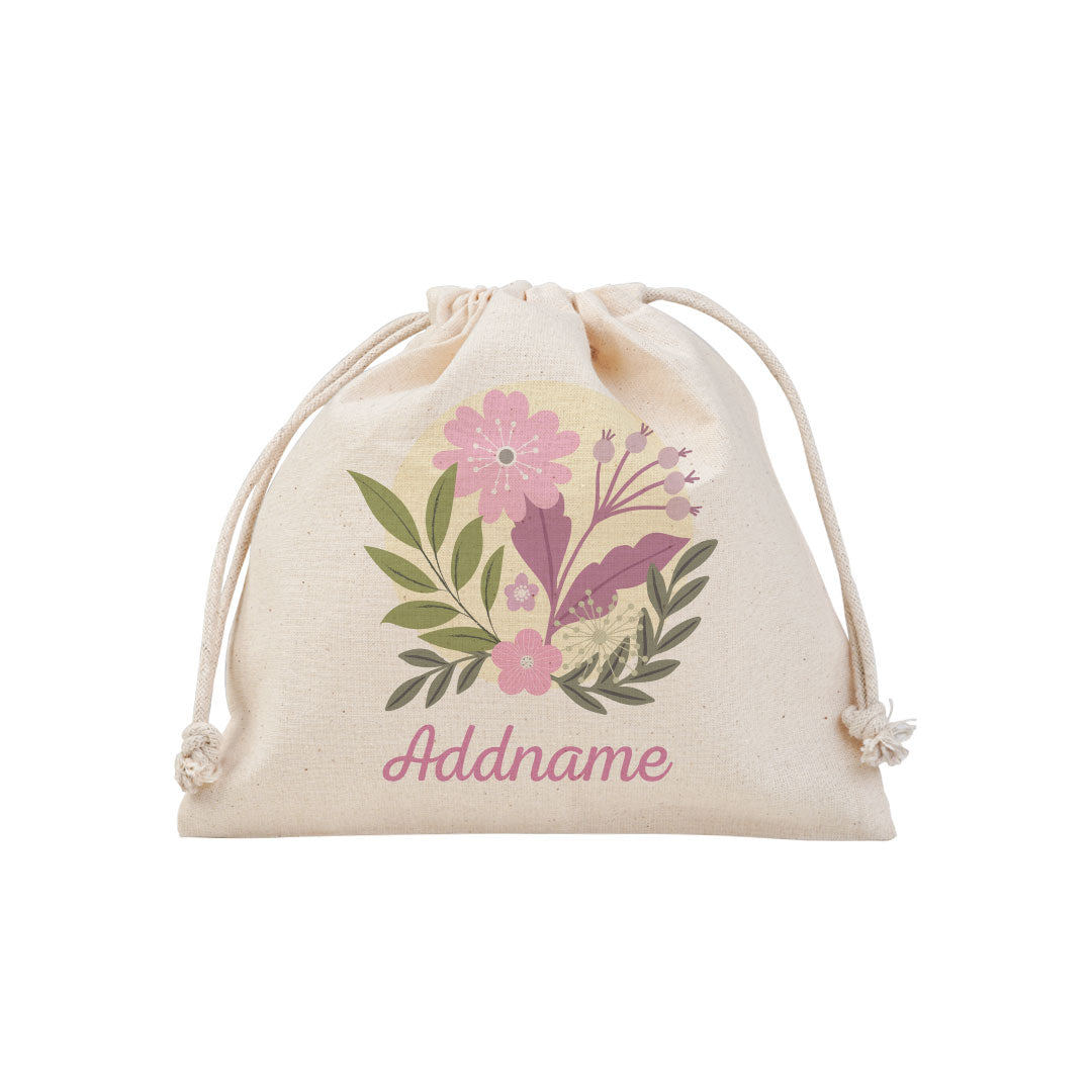 Floral Design With Pink Addname Satchel