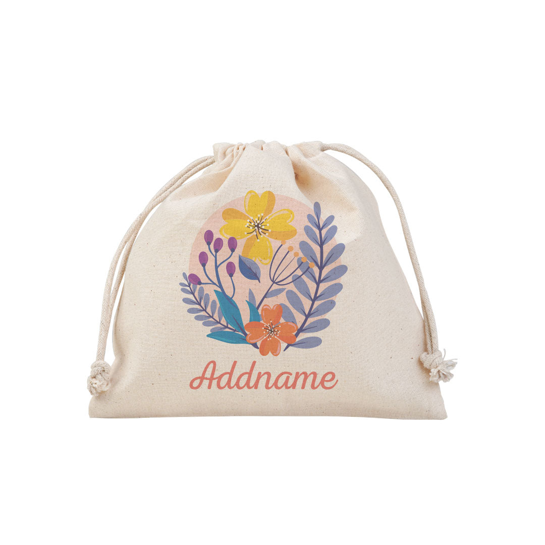 Floral Design With Red Add Name Satchel