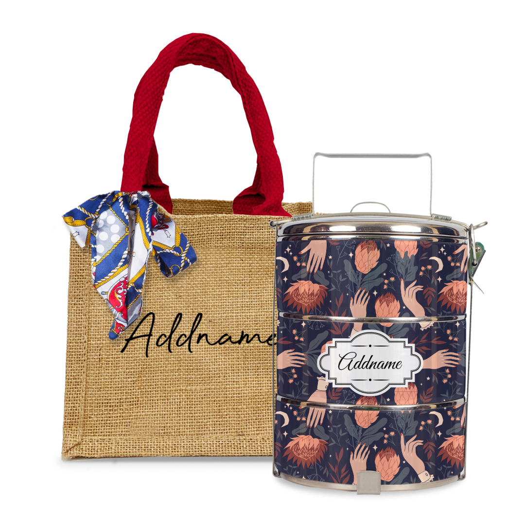 Floral with Hands Tiffin Carrier