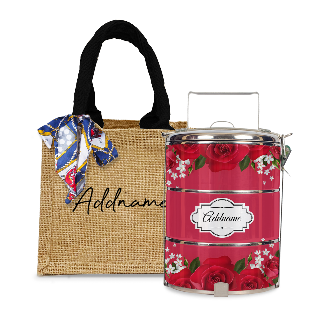Full Red Rose Tiffin Carrier