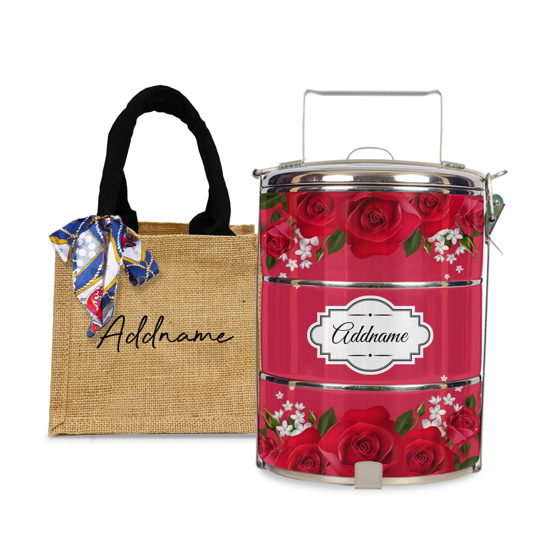 Full Red Rose Tiffin Carrier