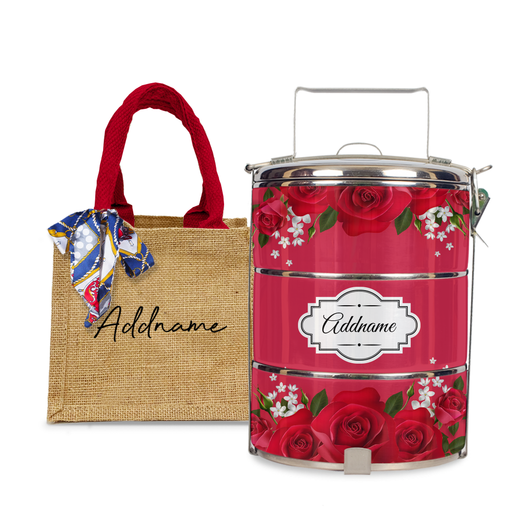 Full Red Rose Tiffin Carrier