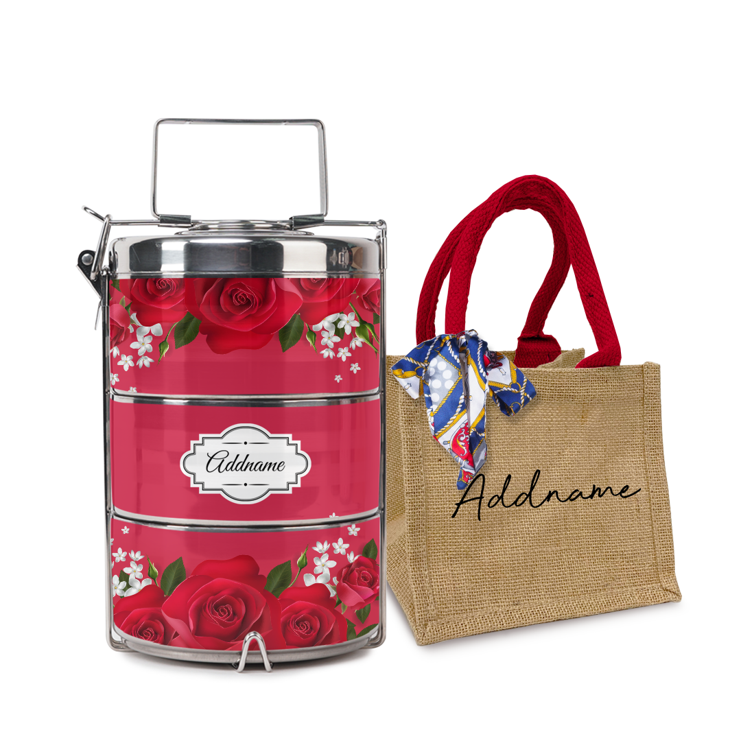 Full Red Rose Tiffin Carrier
